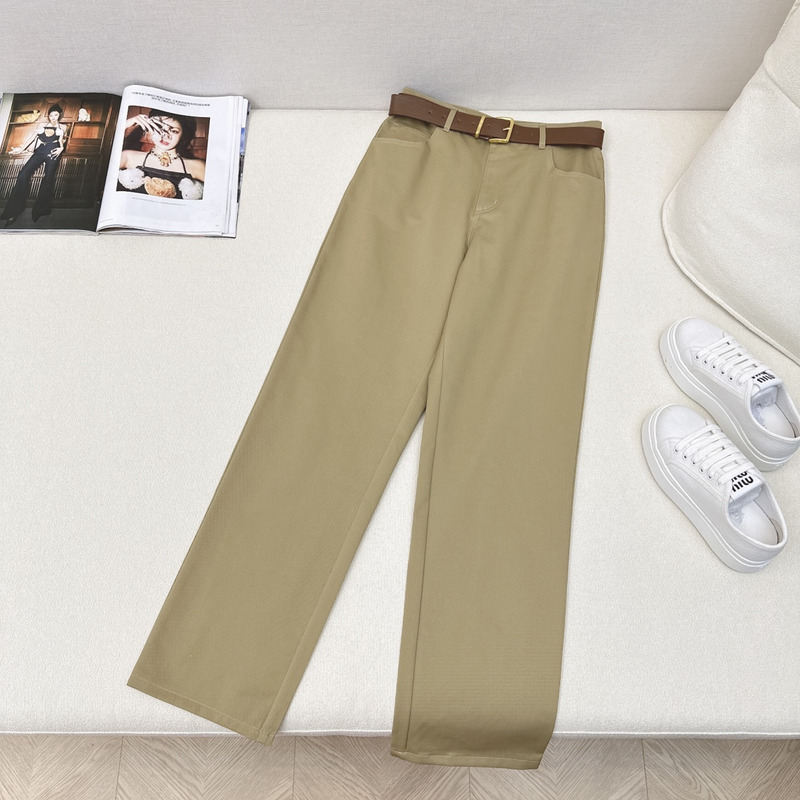 Miu Miu Logo Pocket Suit Pants In Khaki