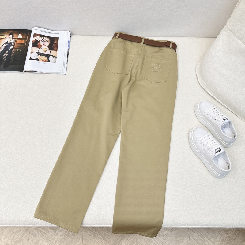 Miu Miu Logo Pocket Suit Pants In Khaki