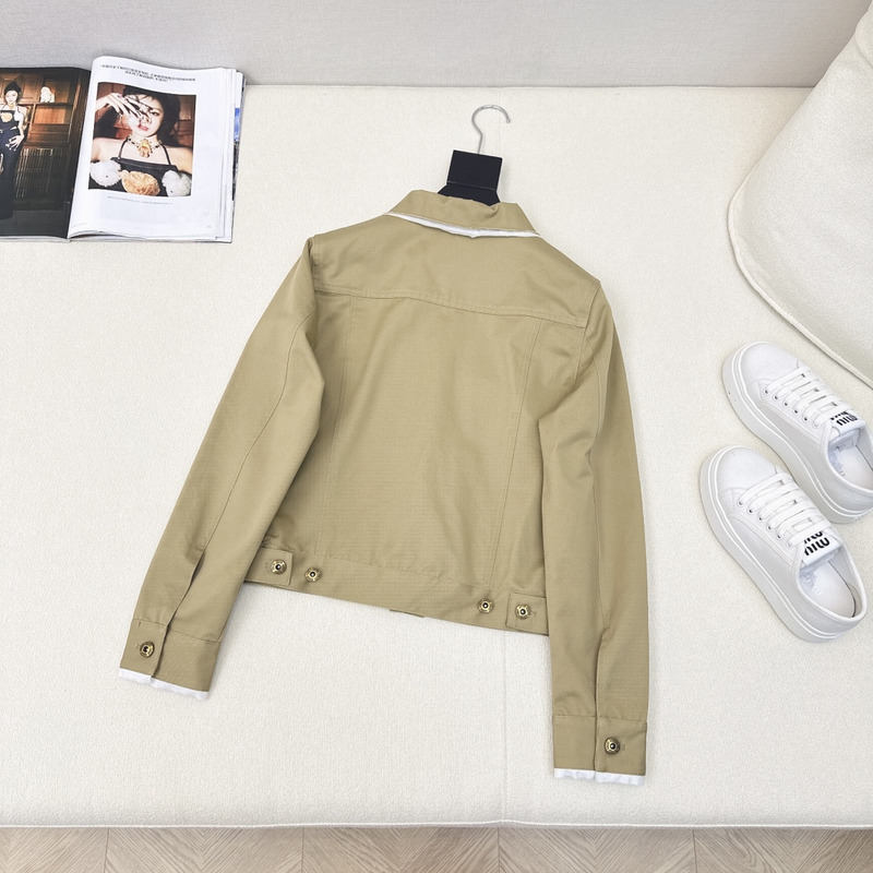 Miu Miu Logo Chino Jacket  In Khaki