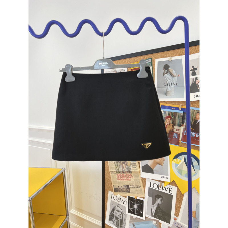 Pra*a triangle logo re-nylon miniskirt black