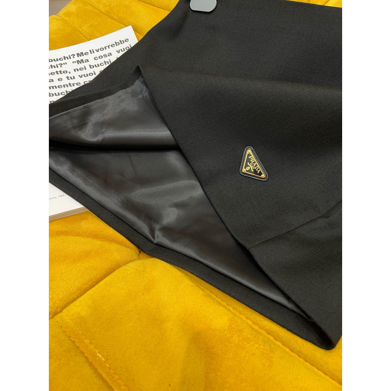 Pra*a triangle logo re-nylon miniskirt black