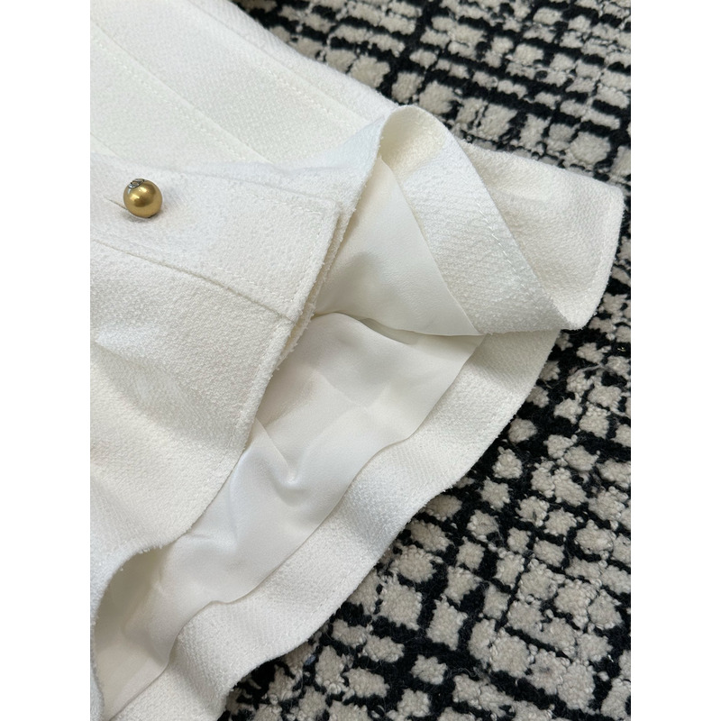 D*or ecru virgin wool and cotton bouclé blend peplum jacket white