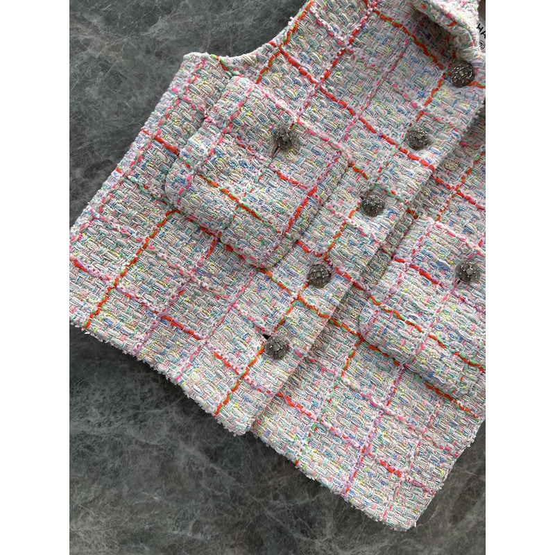 Ch*el tweed vest multi color