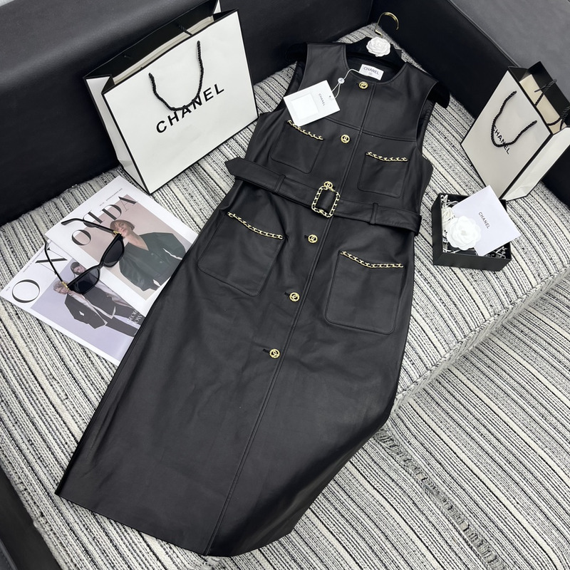 Ch*el lambskin single breasted waistcoat black