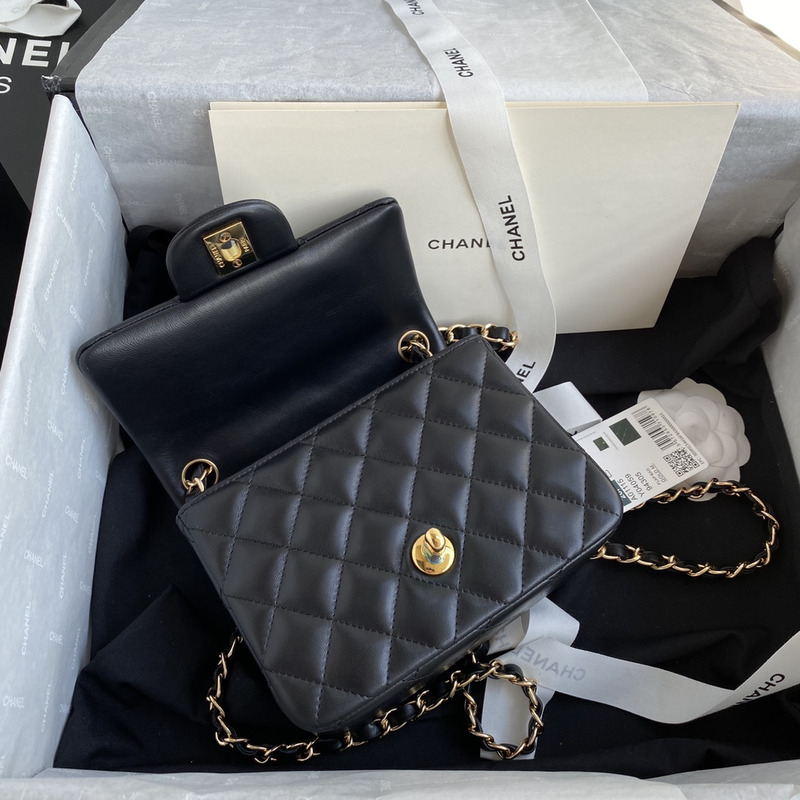 Ch*el classic flap lambskin mini bag black