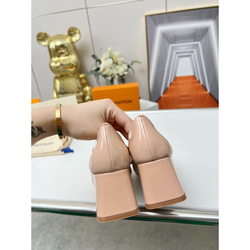 l**is V*t*n upper case block heels nude pink