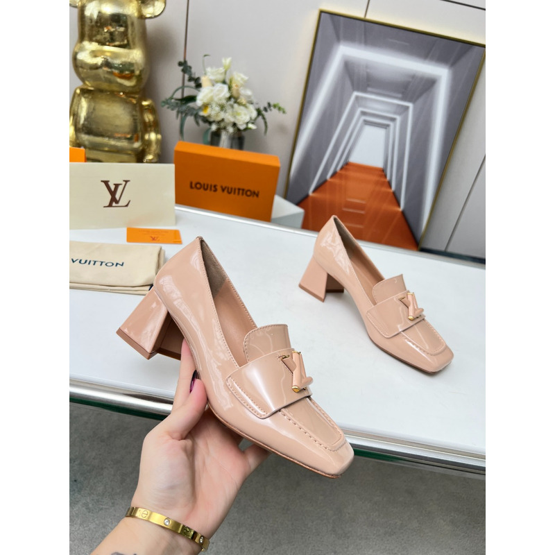 l**is V*t*n upper case block heels nude pink