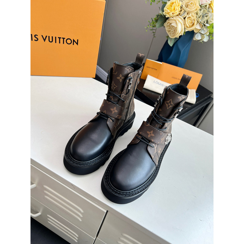 l**is V*t*n leather boots black and monogram