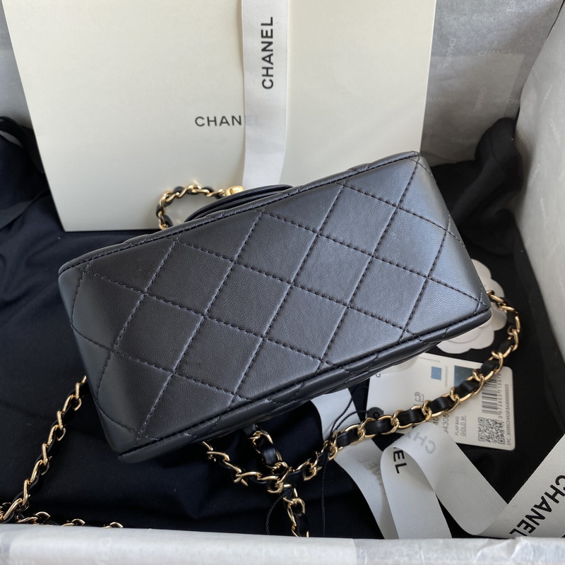 Ch*el classic flap lambskin mini bag black