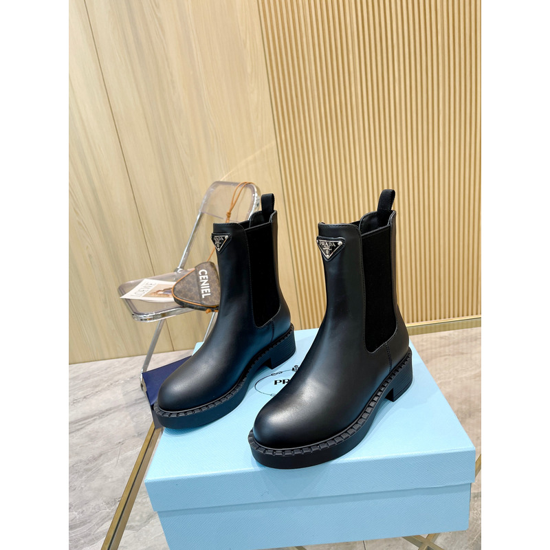 Pra*a leather booties in black