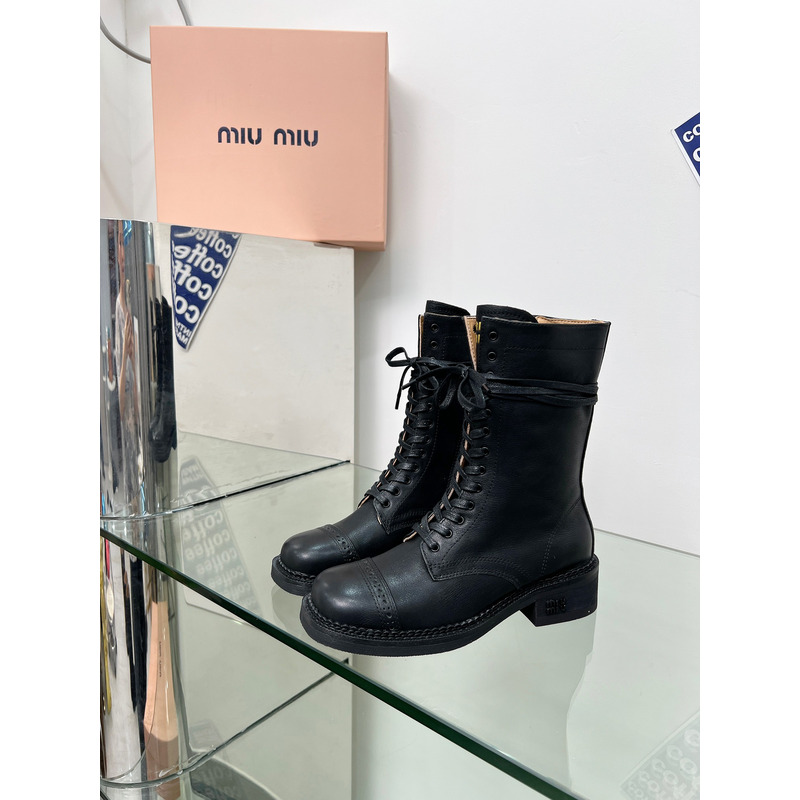 Miu Miu Leather Boots In Black