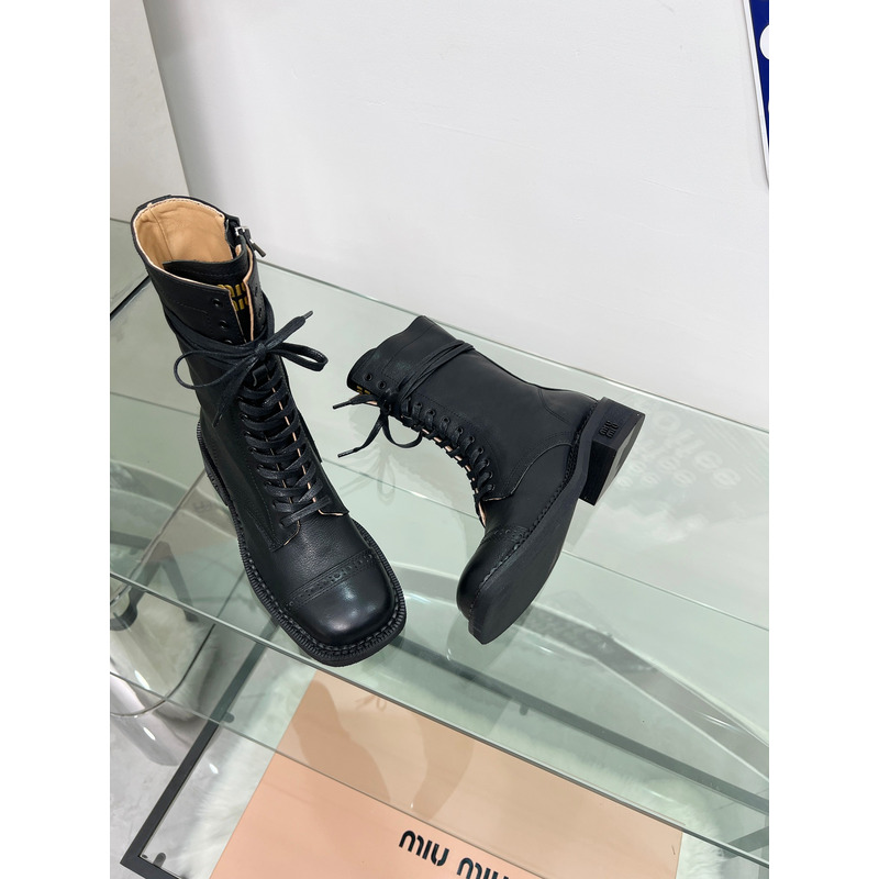 Miu Miu Leather Boots In Black