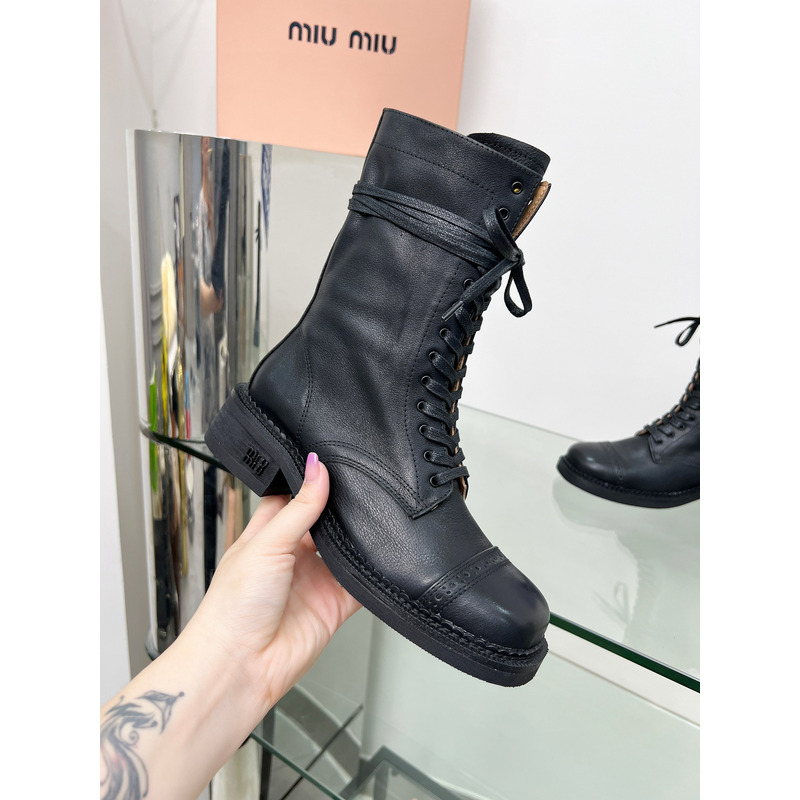 Miu Miu Leather Boots In Black