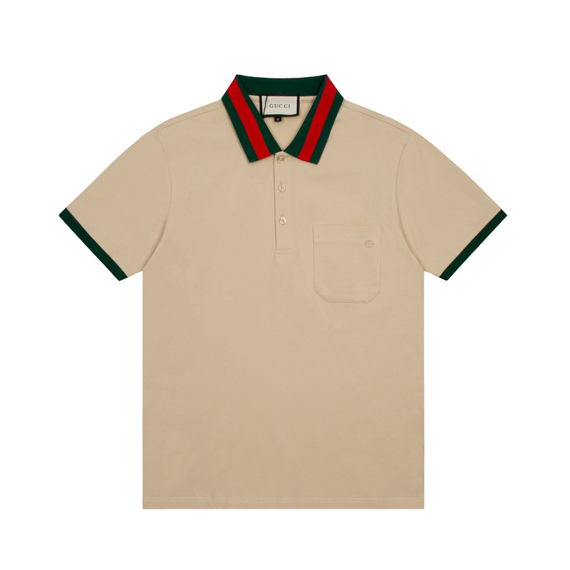 G*u*i cotton piquet polo with web collar t shirt