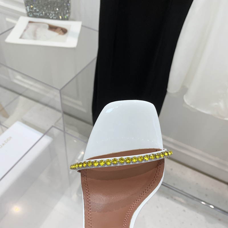 Amina Muaddi Gilda Slipper White and Yellow Crystals