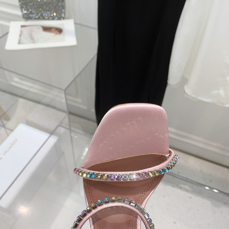 Amina Muaddi Gilda Slipper Pink and Multi-Colored Crystals