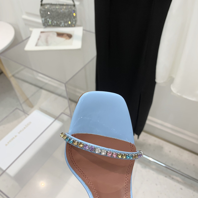 Amina Muaddi Gilda Slipper Blue and Multi-Colored Crystals