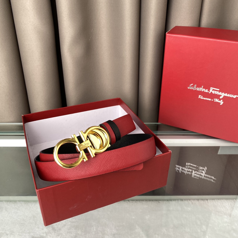 Ferragamo Reversible Leather Belt Red