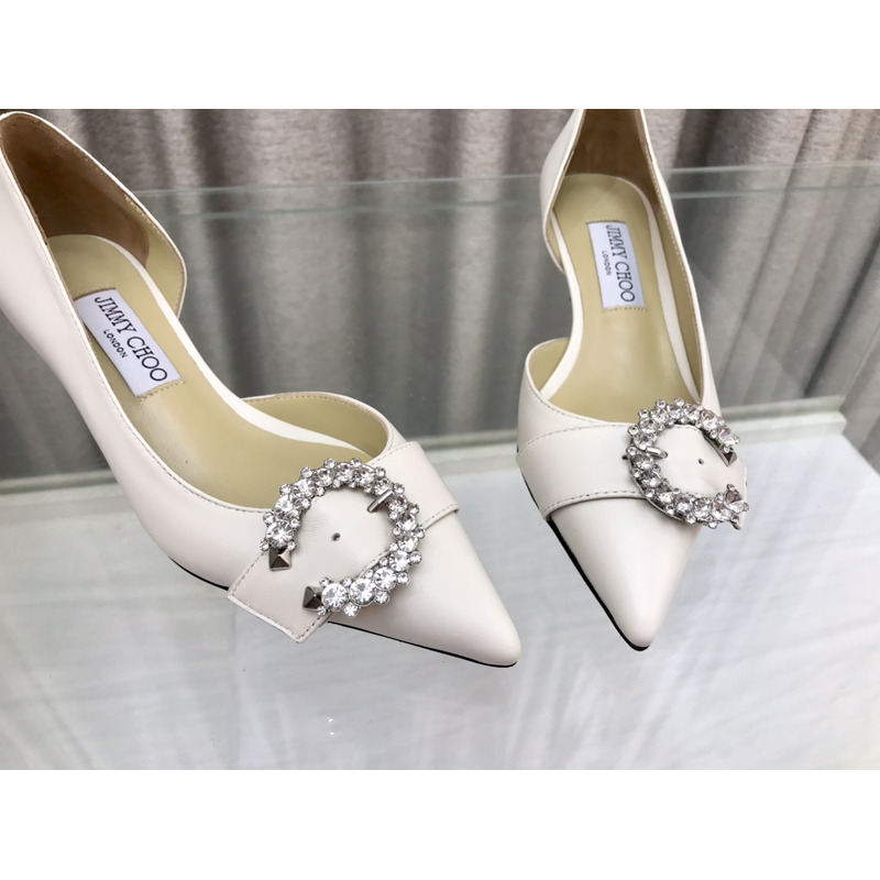 Jimmy Choo Melva Dorsay 50mm leather pumps White