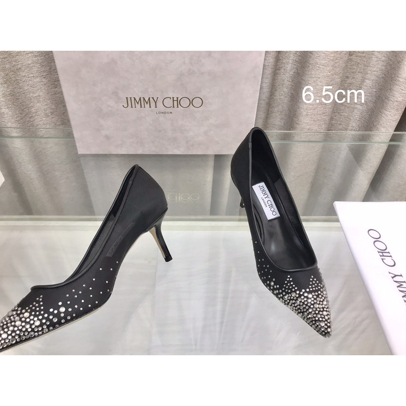 Jimmy Choo Love 65 Mesh Pumps with Dégradé Crystals Black