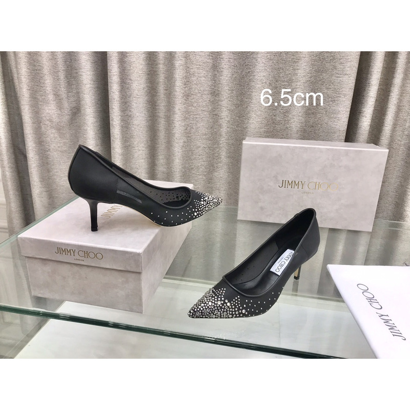 Jimmy Choo Love 65 Mesh Pumps with Dégradé Crystals Black