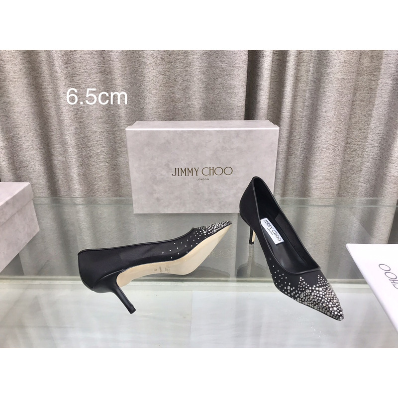 Jimmy Choo Love 65 Mesh Pumps with Dégradé Crystals Black