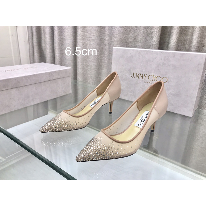 Jimmy Choo Love 65 Mesh Pumps with Dégradé Crystals Light Pink