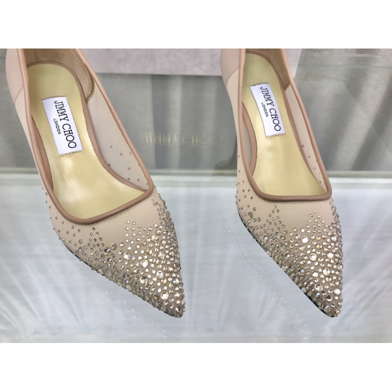 Jimmy Choo Love 65 Mesh Pumps with Dégradé Crystals Light Pink