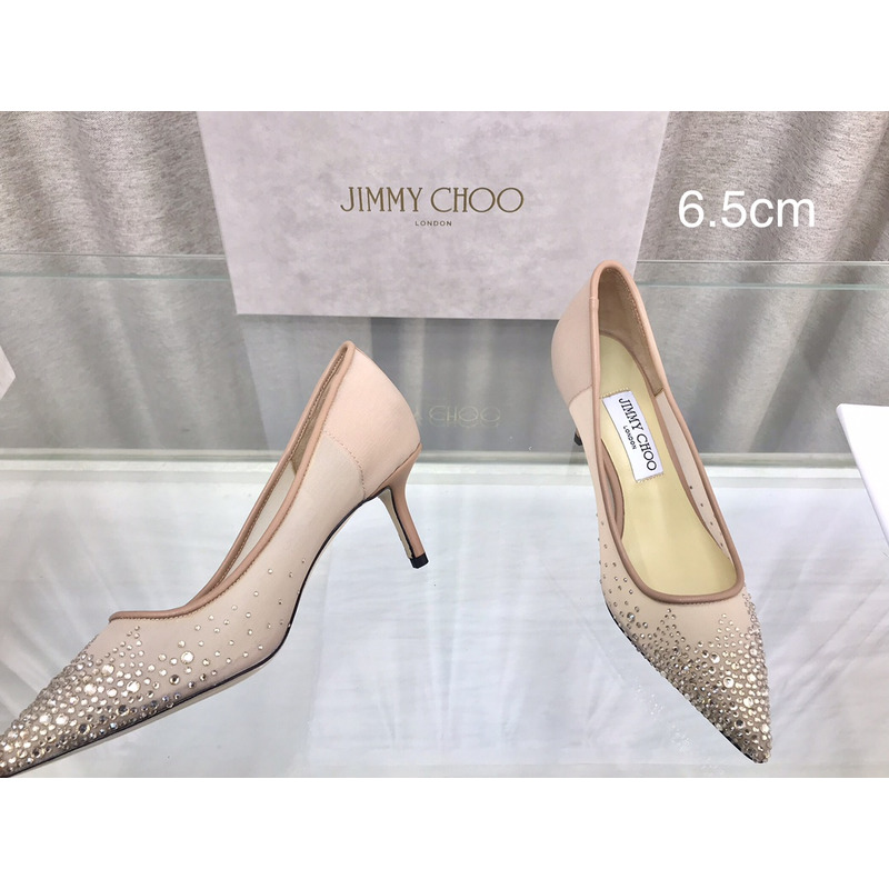 Jimmy Choo Love 65 Mesh Pumps with Dégradé Crystals Light Pink