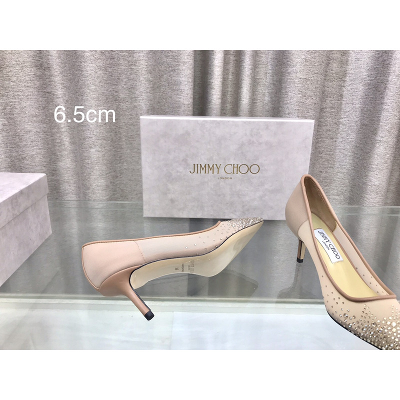 Jimmy Choo Love 65 Mesh Pumps with Dégradé Crystals Light Pink