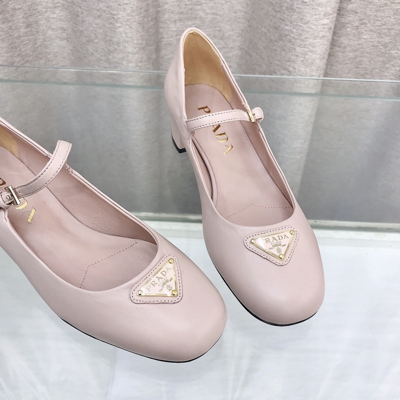 Pra*a nappa leather mary jane pumps baby pink