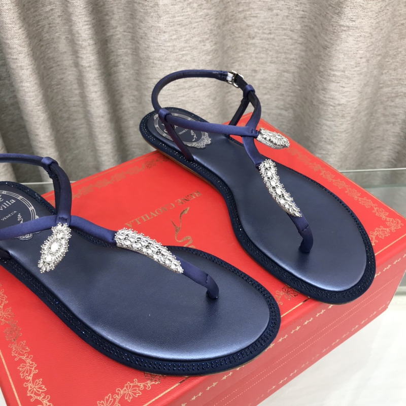 Rene Caovilla Serpente Blue Thong Sandal 10