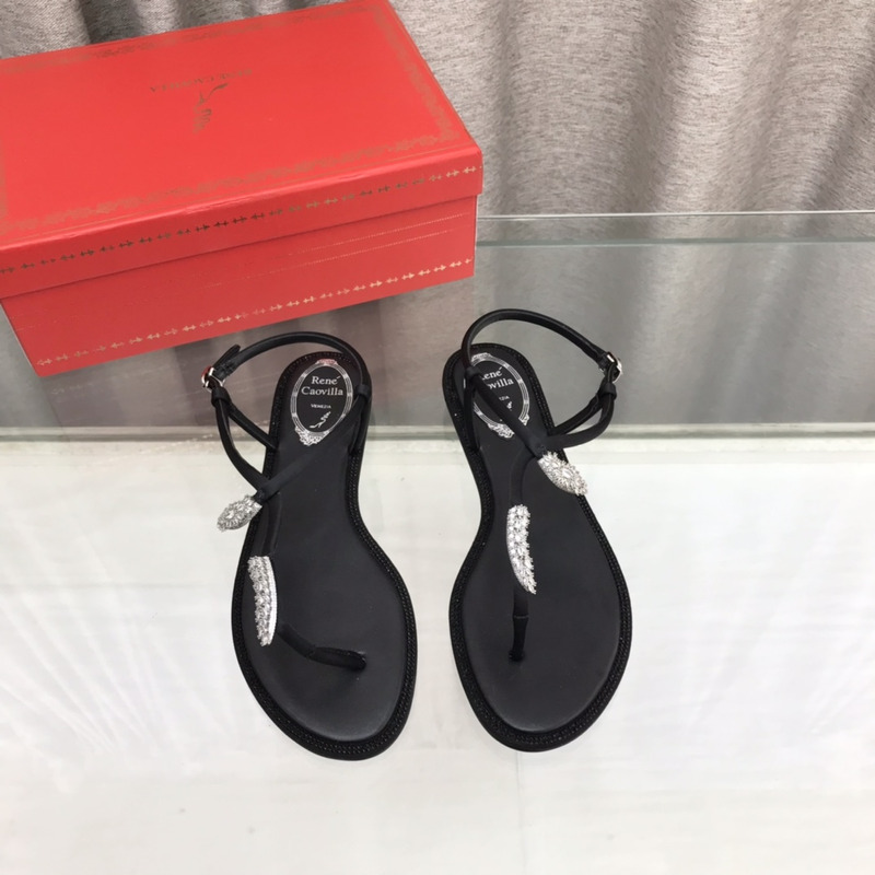 Rene Caovilla Serpente Black Thong Sandal 10