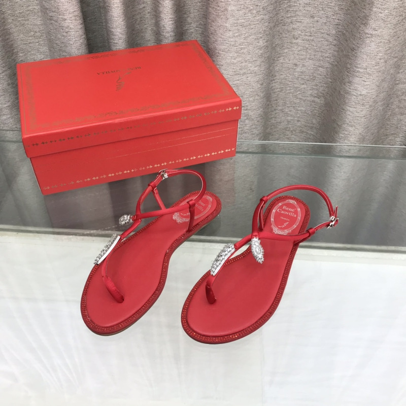 Rene Caovilla Serpente Red Thong Sandal 10