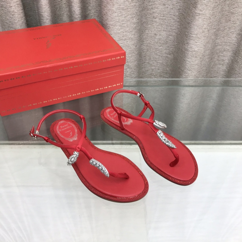 Rene Caovilla Serpente Red Thong Sandal 10