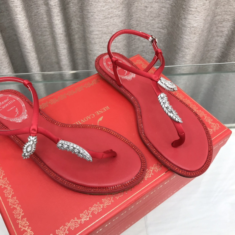 Rene Caovilla Serpente Red Thong Sandal 10