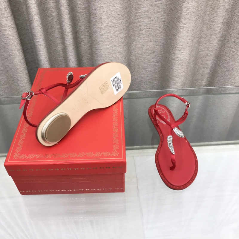 Rene Caovilla Serpente Red Thong Sandal 10