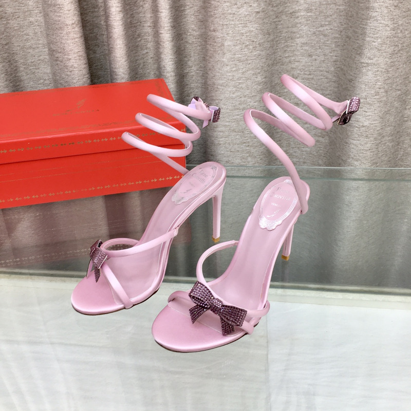 Rene Caovilla Cleo Bow Sandals 105 Pink