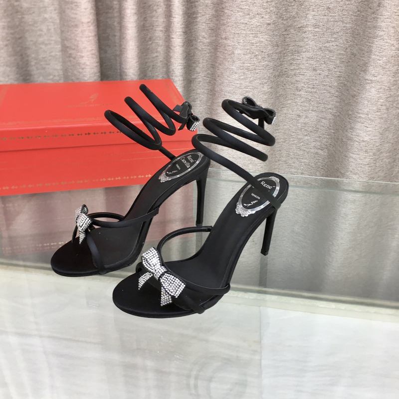 Rene Caovilla Cleo Bow Sandals 105 Black