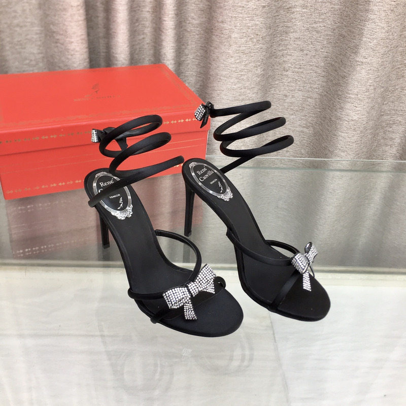 Rene Caovilla Cleo Bow Sandals 105 Black