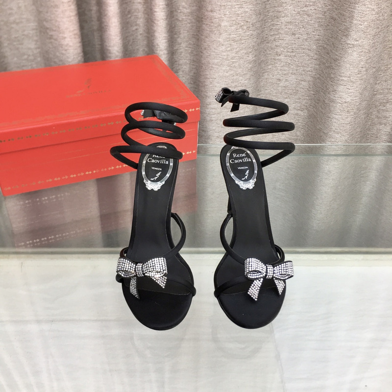 Rene Caovilla Cleo Bow Sandals 105 Black