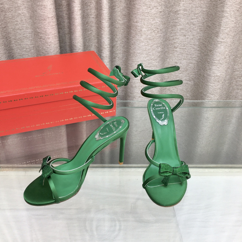 Rene Caovilla Cleo Bow Sandals 105 Green