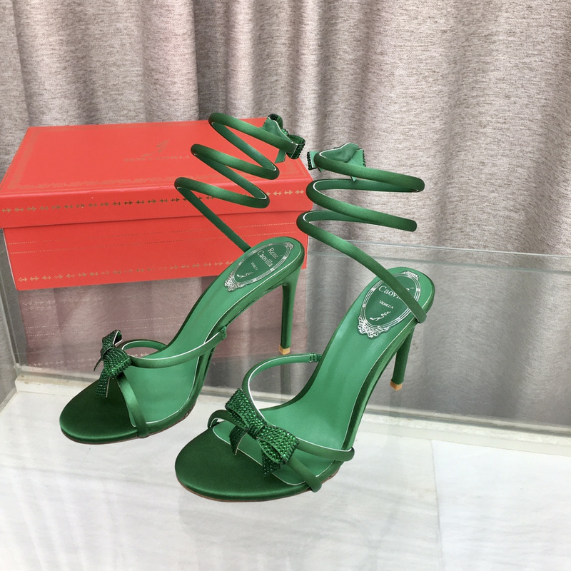 Rene Caovilla Cleo Bow Sandals 105 Green