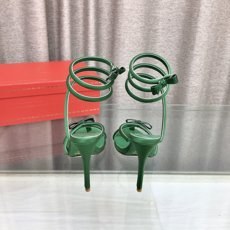 Rene Caovilla Cleo Bow Sandals 105 Green