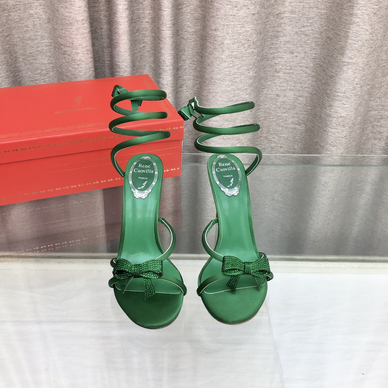 Rene Caovilla Cleo Bow Sandals 105 Green