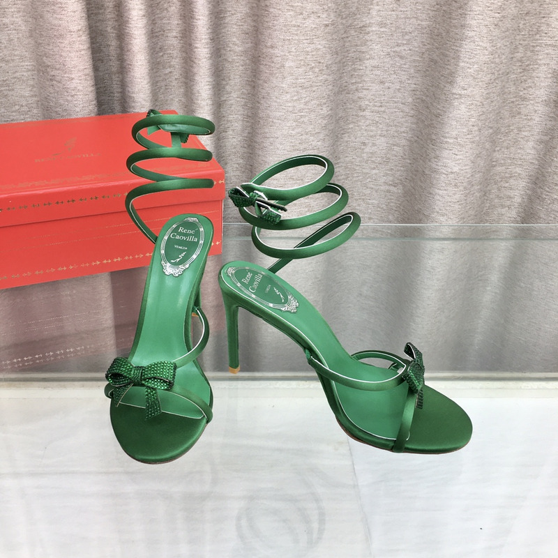 Rene Caovilla Cleo Bow Sandals 105 Green