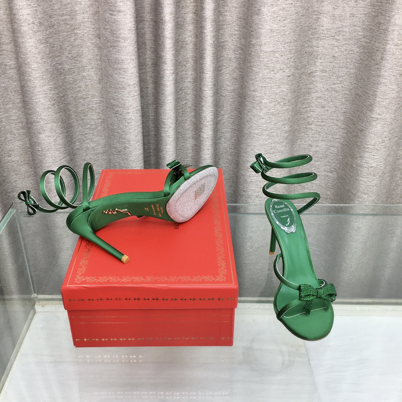 Rene Caovilla Cleo Bow Sandals 105 Green