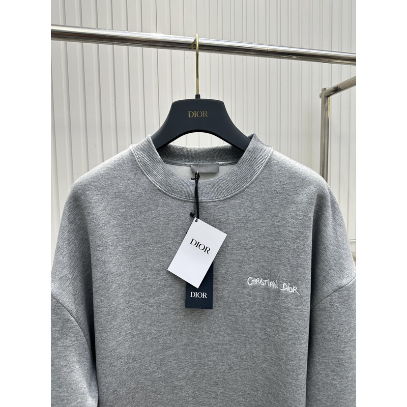 D*or logo cotton oversized-fit sweatshirt gray