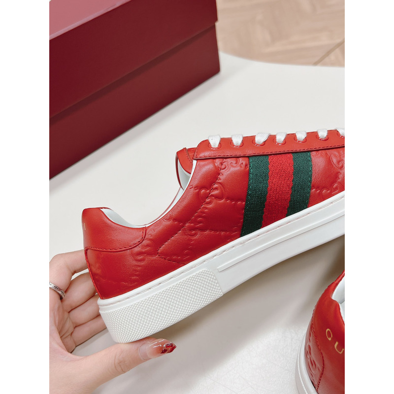 G*u*i ace sneaker with web in red leather