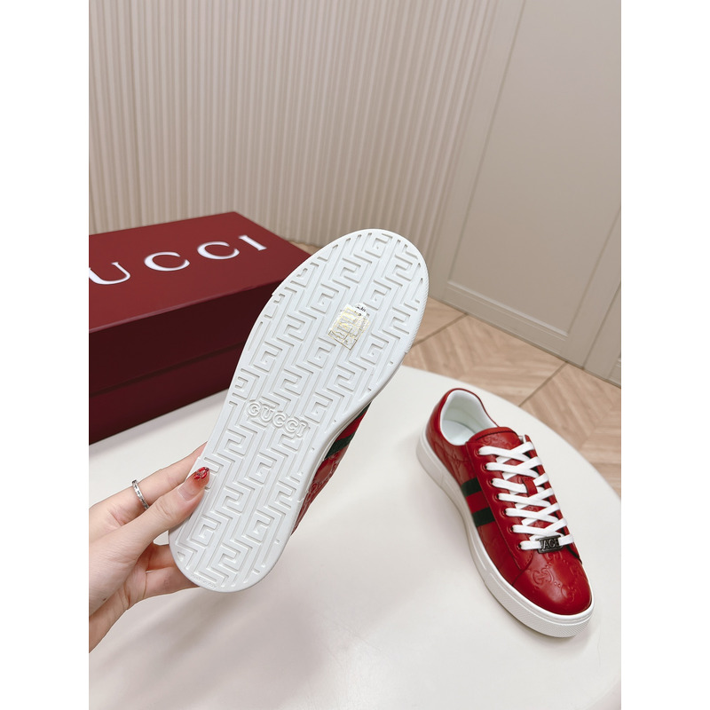 G*u*i ace sneaker with web in red leather